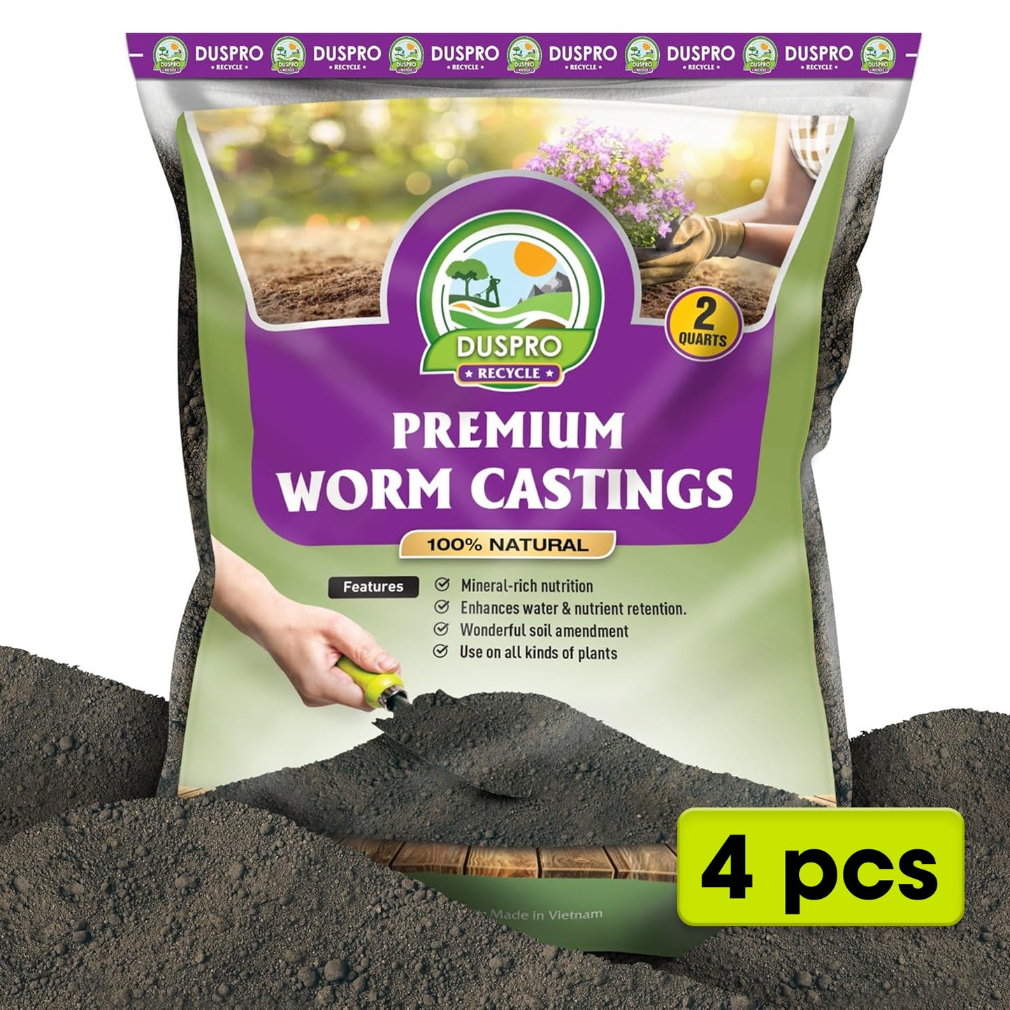DUSPRO Recycle Premium Pure Worm Castings for Plants Nutrient-Rich Earthworm Castings for Indoor & Outdoor Plant Growth Enhance Your Garden's Soil Potting Mix Quality