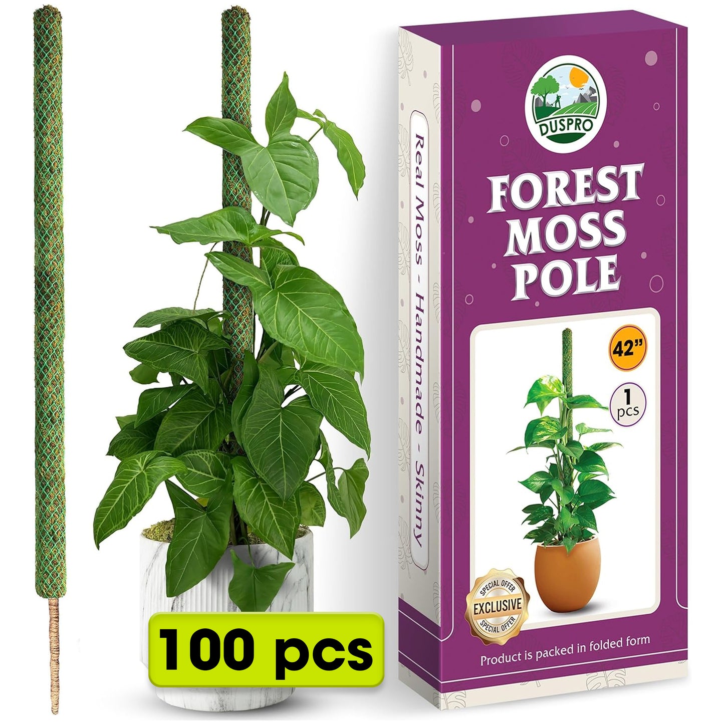 DUSPRO 42ββ Mesh Moss Pole for Plants, Tall Trellis for Climbing Monstera Plant Support, Sphagnum Moss Stick for Big Climbing Indoor, Handmade Plant Stakes for Houseplant