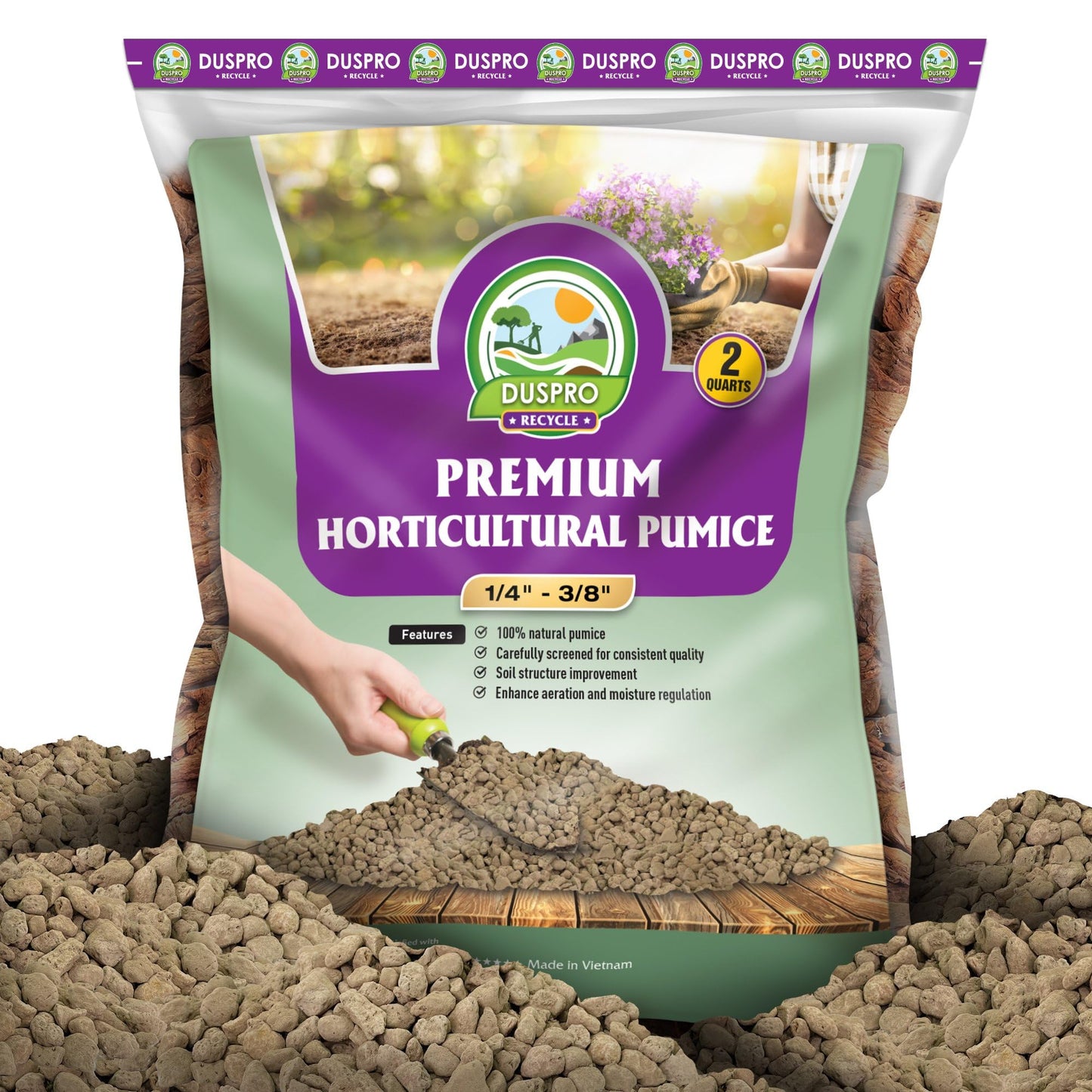 DUSPRO RECYCLE Horticultural Pumice for Plants Indoor, Ideal Soil Additive for Bonsai, Succulent, Cactus