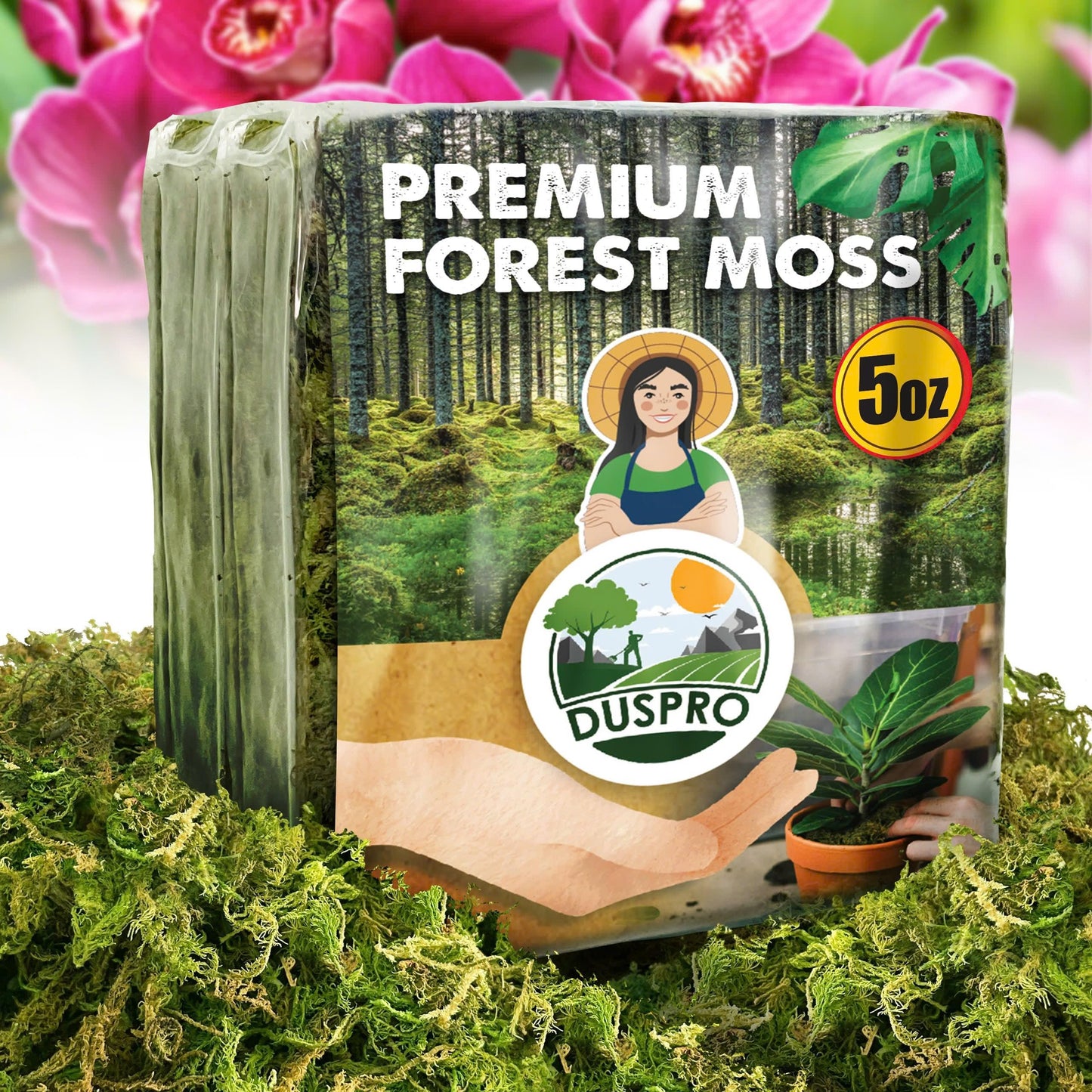 DUSPRO Dried Moss for Potted Plants, Forest Orchid Moss for Potting Mix, Sphagnum Potting Moss for Plants Indoor, Real Moss Soil Cover for Houseplant