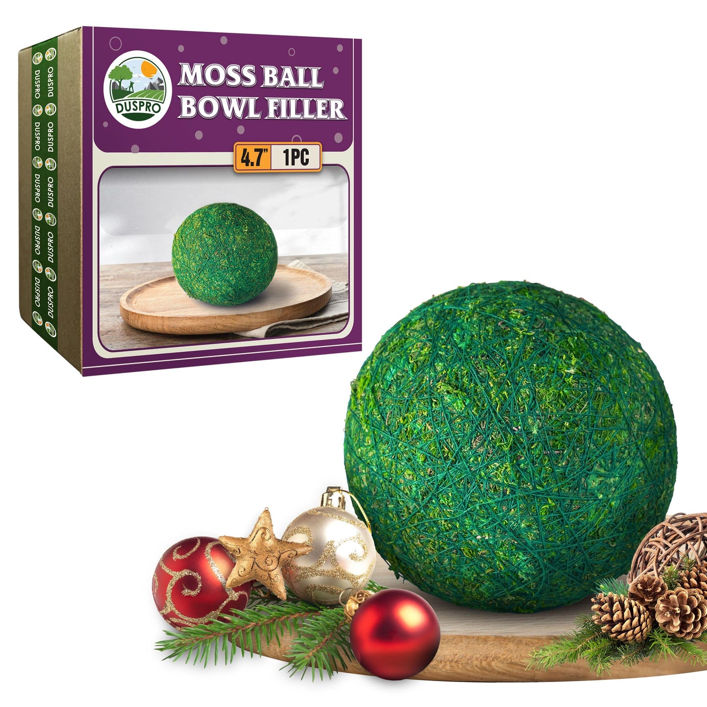 DUSPRO Moss Balls Decorative, Handmade Green Moss Balls for Bowls, Decorative Balls for Centerpiece Bowls