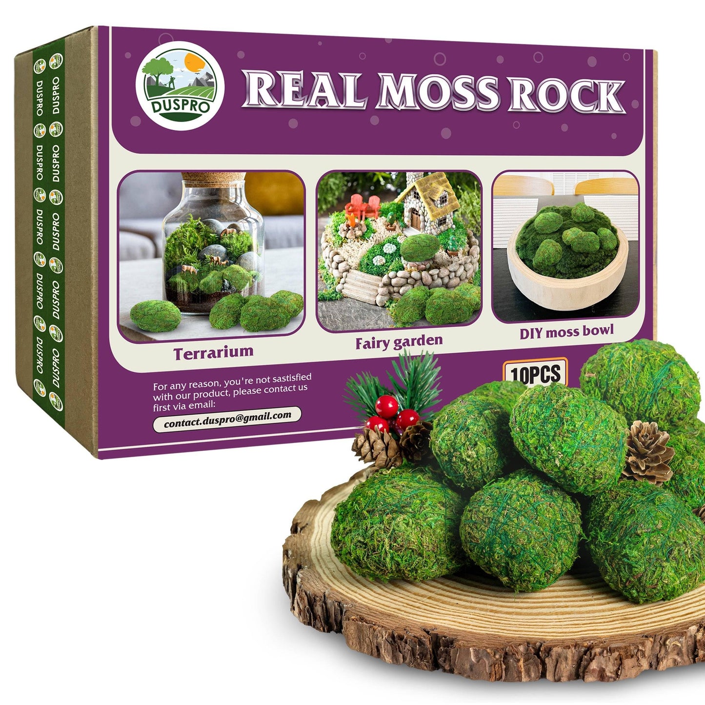 Duspro Moss Rocks Decorative, Moss Stones, Green Moss Balls Covered Stones, Green Moss Balls Decor for Floral Arrangements