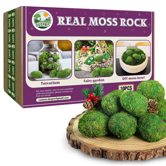 Duspro Moss Rocks Decorative, Moss Stones, Green Moss Balls Covered Stones, Green Moss Balls Decor for Floral Arrangements