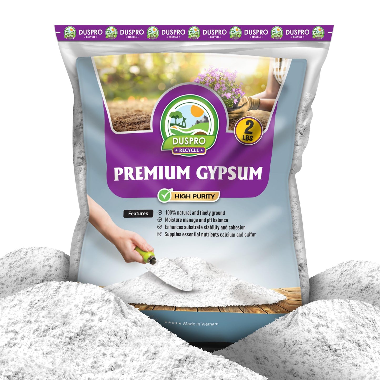 DUSPRO Recycle Gypsum Powder for Soil, Calcium Sulfate for Lawns, Plants, Mushroom Growing