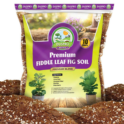 DUSPRO Recycle Fiddle Leaf Fig Soil Specialized for Fiddle Leaf Fig Plant Indoor 5-in-1 Pre-Mixed with Coco Coir, Coconut Fiber, Perlite, Pumice, Pine Bark Ready-to-Use Handmade Mix Drainage