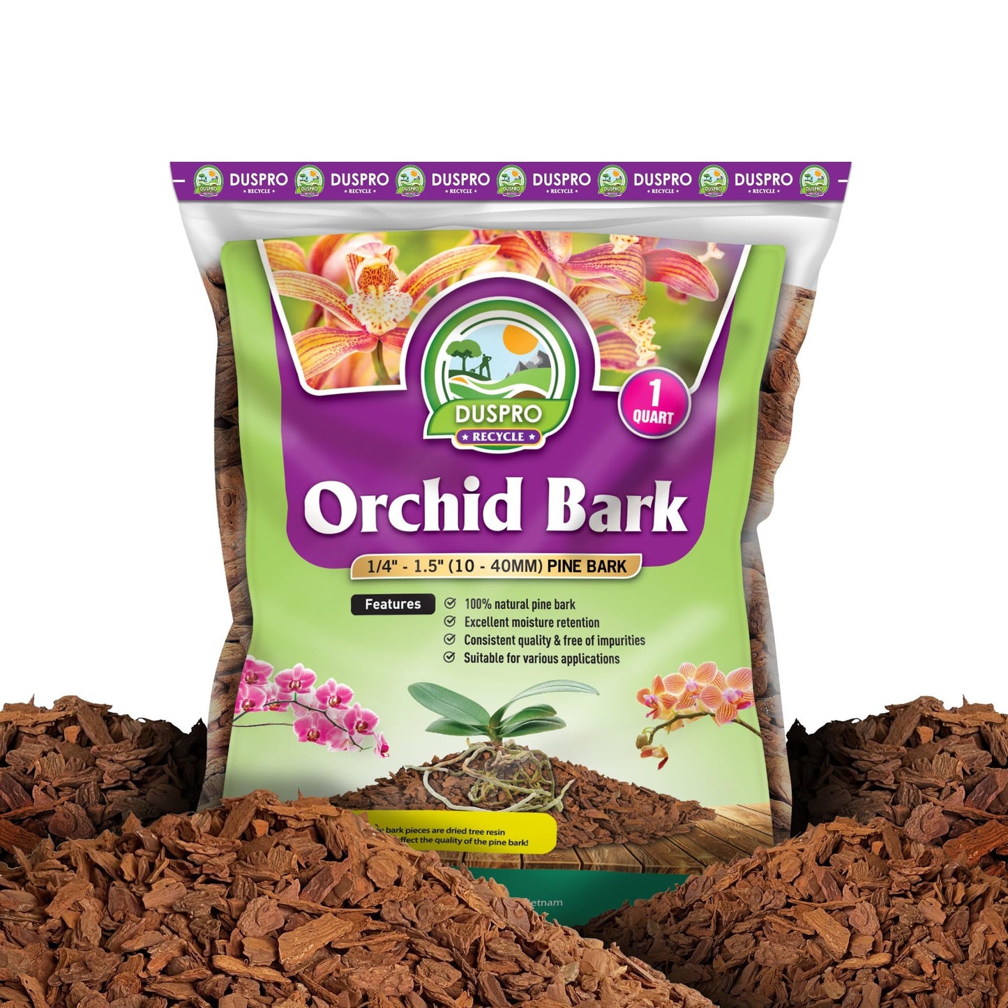 DUSPRO Orchid Bark Bulk, Fine Orchid Bark for Plants, Optimal Texture Bark for Orchids, Ideal Wood Chips for Plants