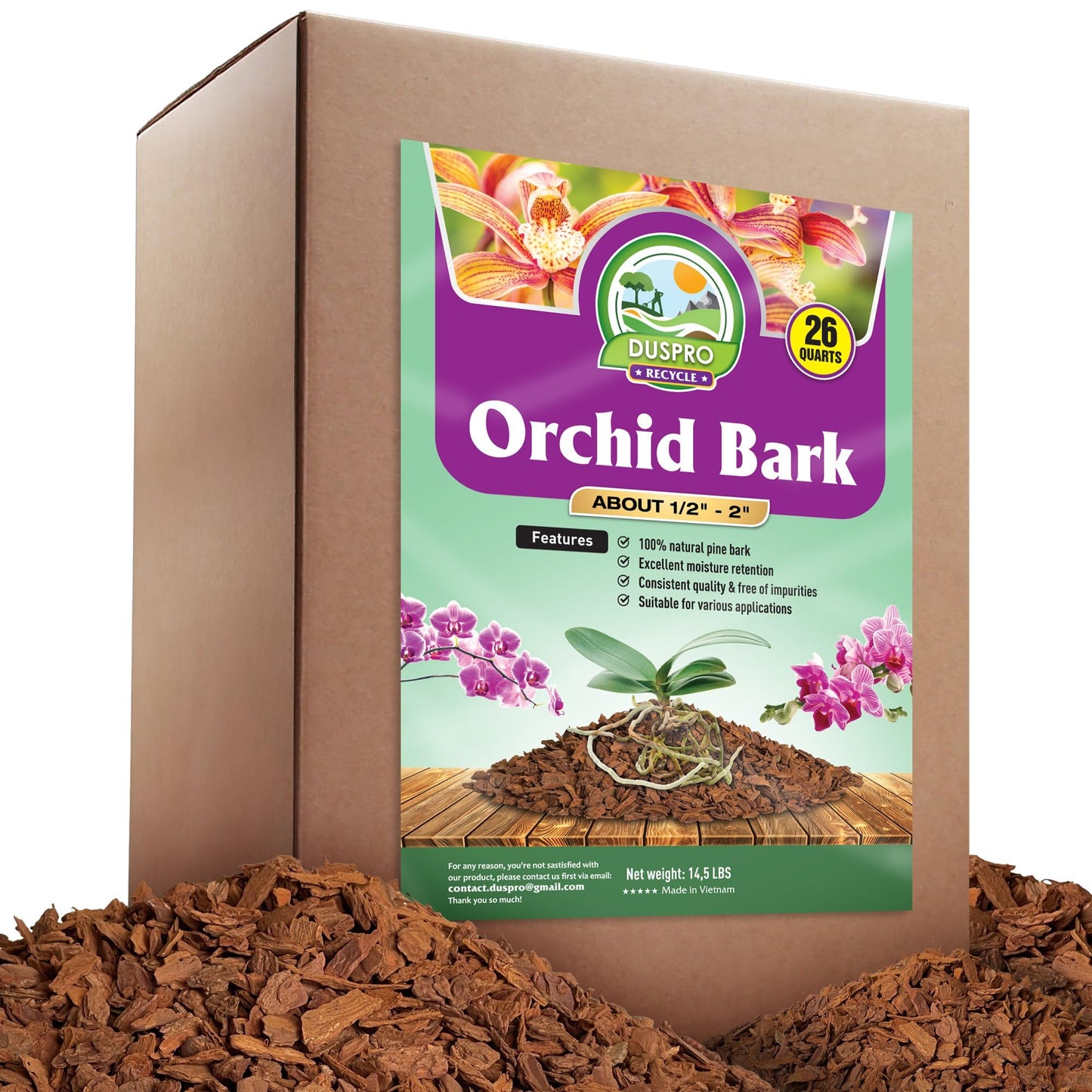 DUSPRO Orchid Bark Bulk, Fine Orchid Bark for Plants, Optimal Texture Bark for Orchids, Ideal Wood Chips for Plants