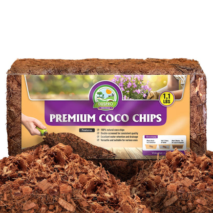 DUSPRO RECYCLE Coco Chips Substrate for Plants 1.1lb, 100% Natural Coconut Husk Brick with Low EC and pH Balanced, High Expansion Coconut Substrate Coco Husk Mulch for Garden Flowers, Herbs, Planting