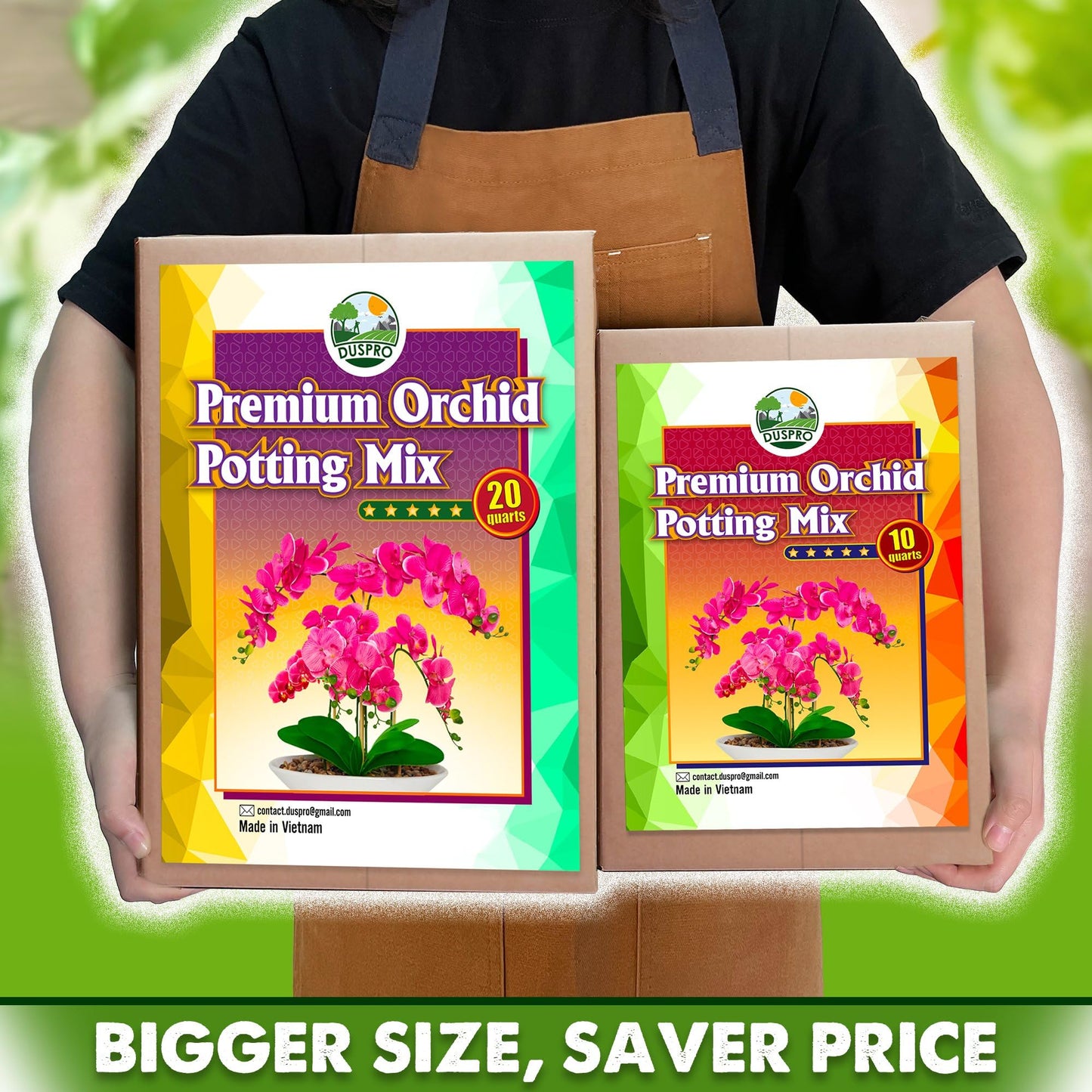 DUSPRO Orchid Potting Mix for Repotting with Moss Pine Bark Mulch Perlite Stone & Coco Peat Natural Ingredients, Orchid Bark Potting Mix