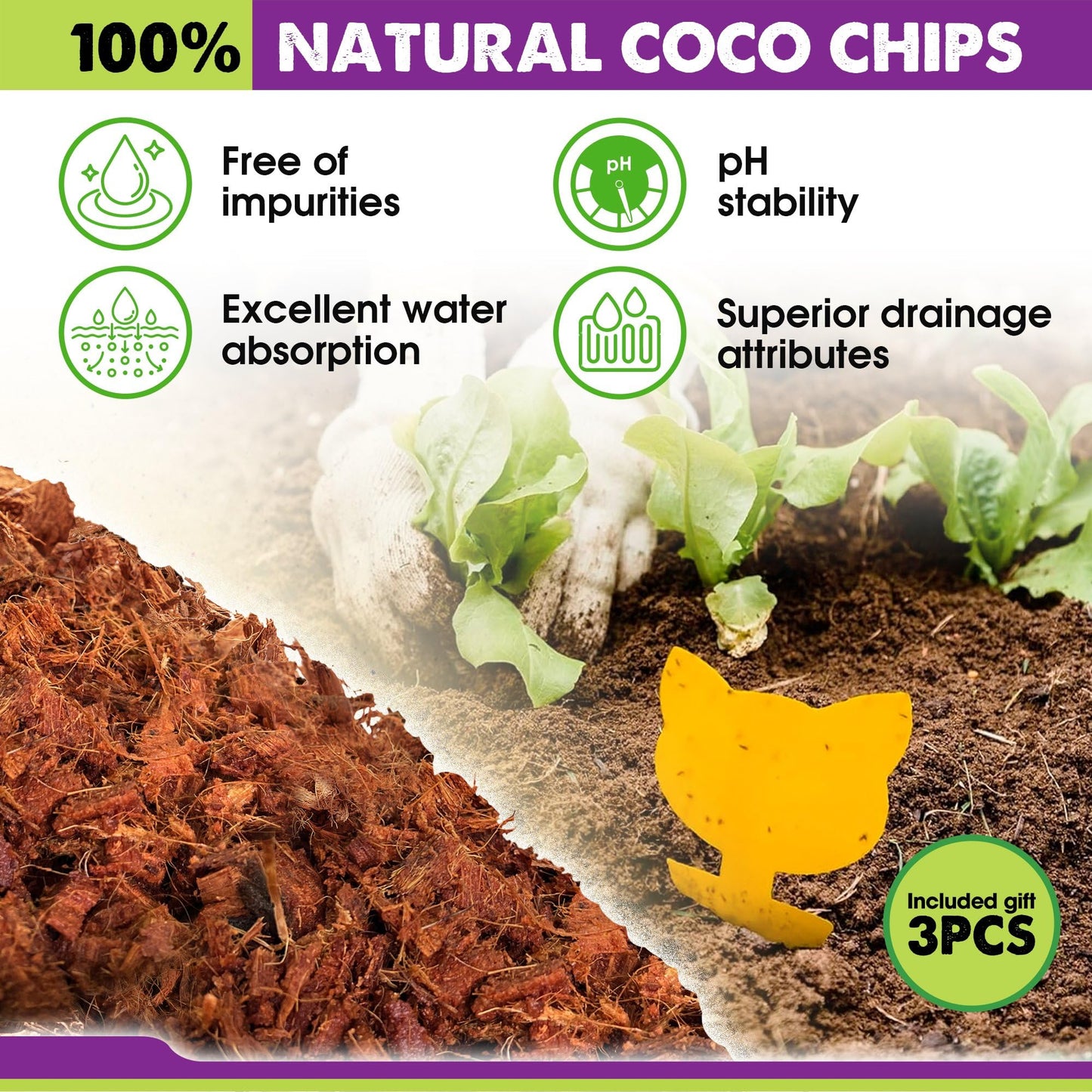 DUSPRO RECYCLE Coco Chips Substrate for Plants 1.1lb, 100% Natural Coconut Husk Brick with Low EC and pH Balanced, High Expansion Coconut Substrate Coco Husk Mulch for Garden Flowers, Herbs, Planting