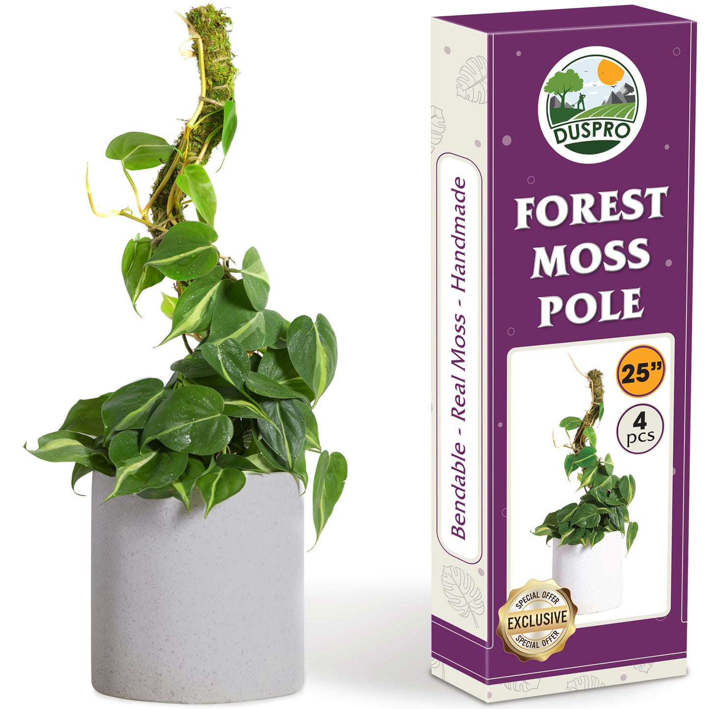 DUSPRO Natural Bendable Forest Moss Pole for Monstera Plant Stakes, Sphagnum Moss Stick for Monstera Plant Support