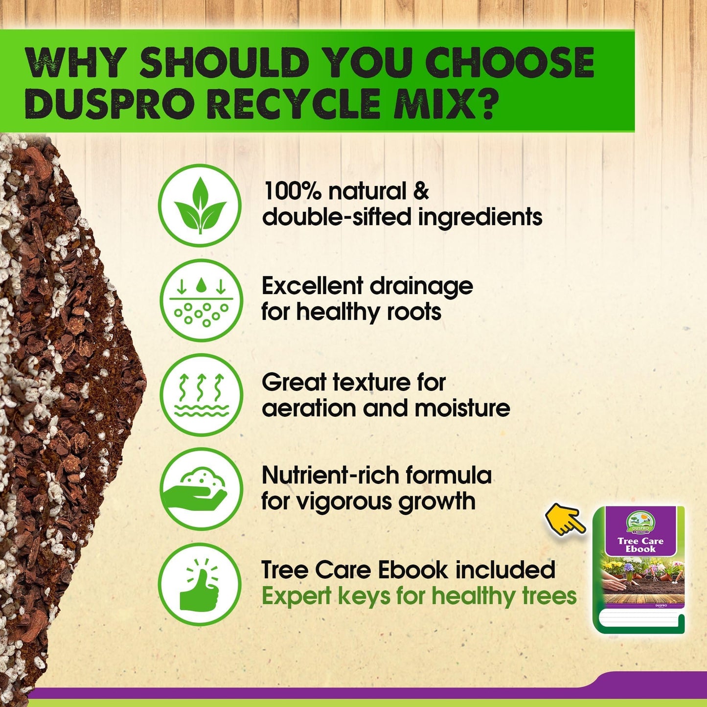 DUSPRO Recycle Money Tree Soil, Premium Coco Coir Perlite Mix and Pine Bark for Money Tree Soil