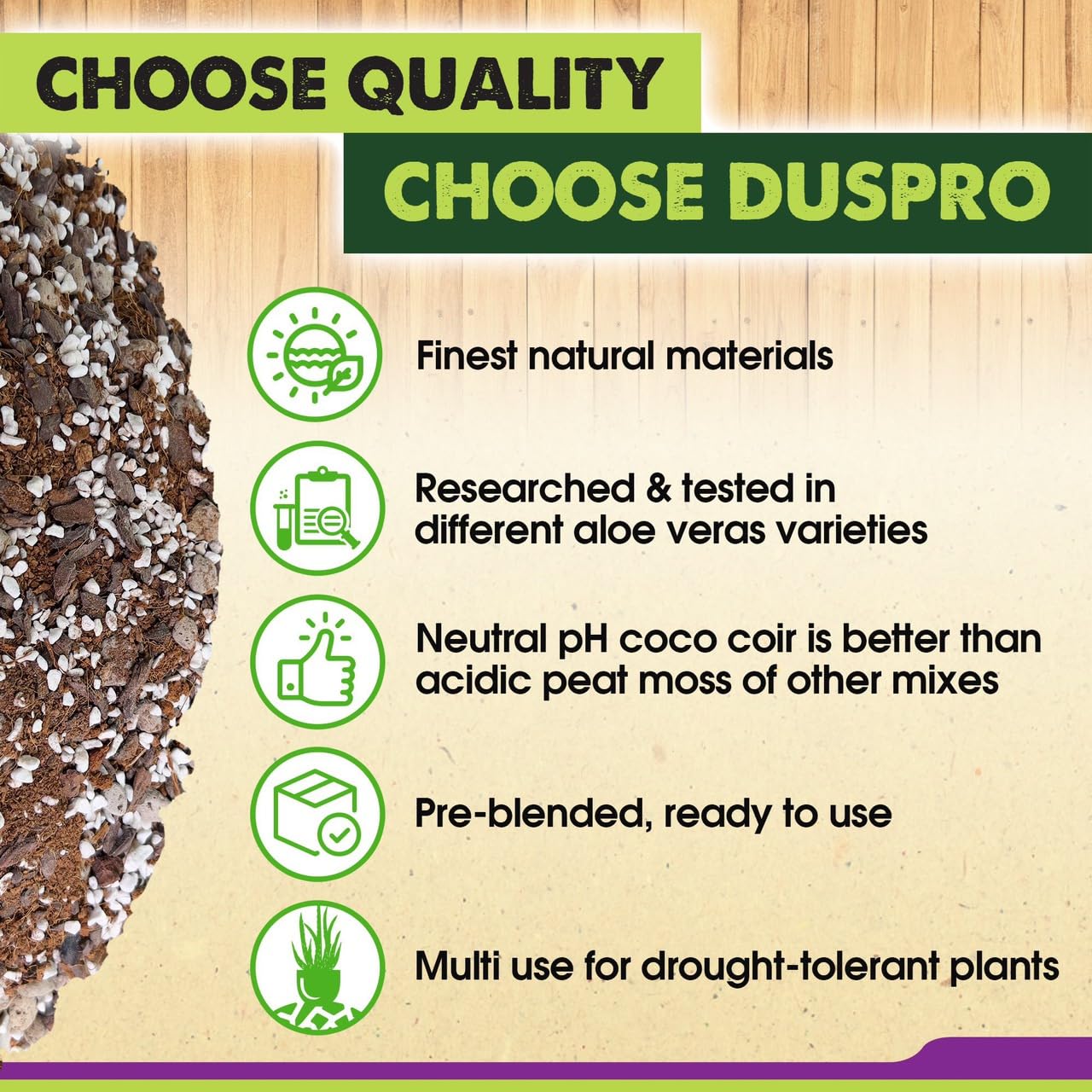 DUSPRO RECYCLE Premium Aloe Vera Soil Blend, Soil for Aloe, Hand Blended Aloe Vera Soil Mix, Aloe Vera Dirt, Tree Soil