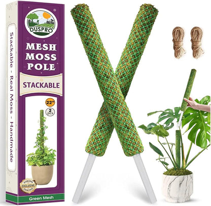 DUSPRO 2Pack 22" Stackable Mesh Moss Pole for Plants Climbing Vine Supporting Monstera Trellis