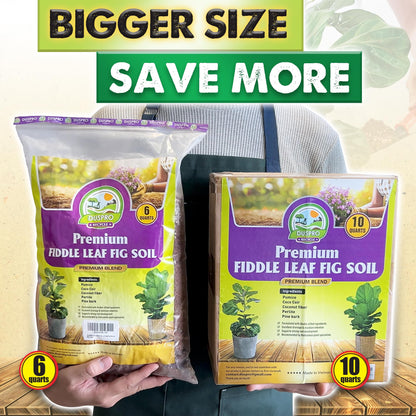 DUSPRO Recycle Fiddle Leaf Fig Soil Specialized for Fiddle Leaf Fig Plant Indoor 5-in-1 Pre-Mixed with Coco Coir, Coconut Fiber, Perlite, Pumice, Pine Bark Ready-to-Use Handmade Mix Drainage