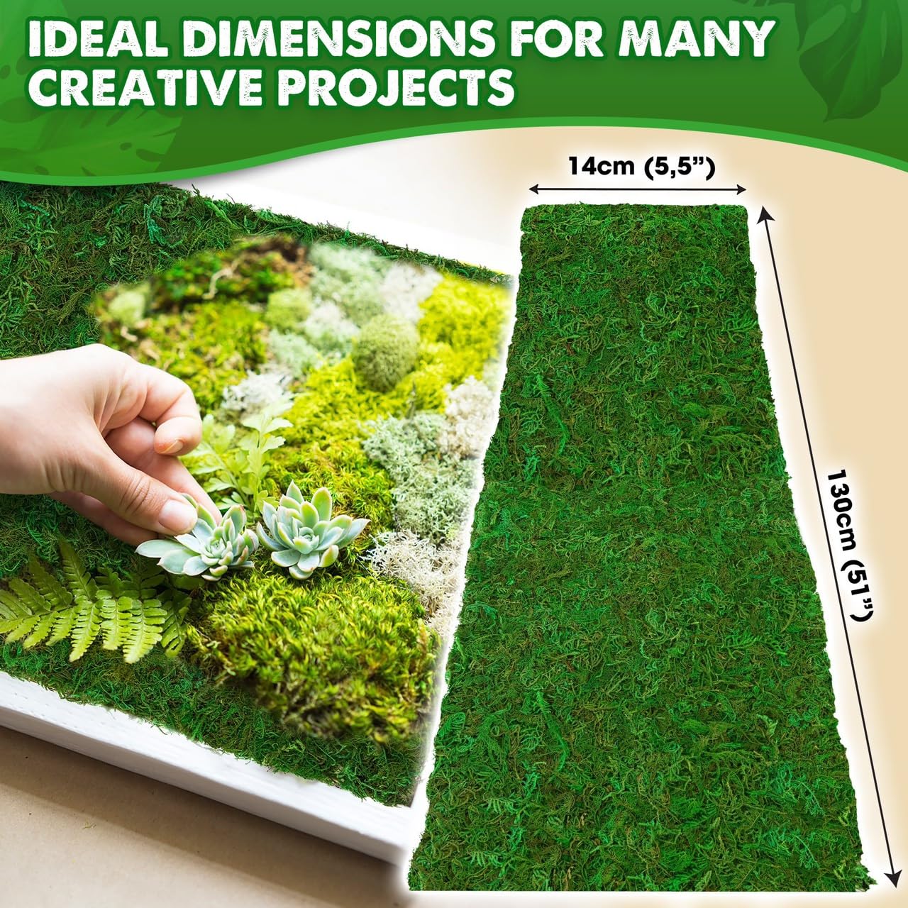 DUSPRO Moss Roll, Moss Table Runner, Moss Carpet for Moss Wall, Sheet Moss for Fairy Moss Garden, Mossy Mat Peel and Stick Moss Sheet