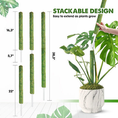 DUSPRO 2Pack 22" Stackable Mesh Moss Pole for Plants Climbing Vine Supporting Monstera Trellis