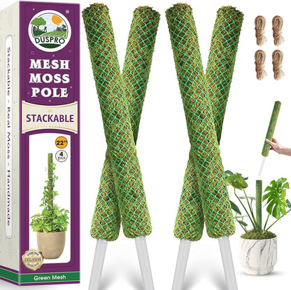 DUSPRO 2Pack 22" Stackable Mesh Moss Pole for Plants Climbing Vine Supporting Monstera Trellis