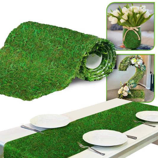 DUSPRO Moss Roll, Moss Table Runner, Moss Carpet for Moss Wall, Sheet Moss for Fairy Moss Garden, Mossy Mat Peel and Stick Moss Sheet