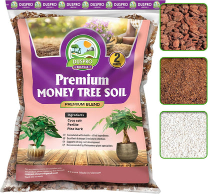 DUSPRO Recycle Money Tree Soil, Premium Coco Coir Perlite Mix and Pine Bark for Money Tree Soil