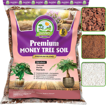 DUSPRO Recycle Money Tree Soil, Premium Coco Coir Perlite Mix and Pine Bark for Money Tree Soil