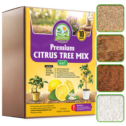 DUSPRO Recycle Citrus Tree Potting Soil Mix for Potted Lemon Tree, Specialized for Oranges, Fruit Tree Indoor Planting Pre-Mixed 4-in-1 Ready to Use