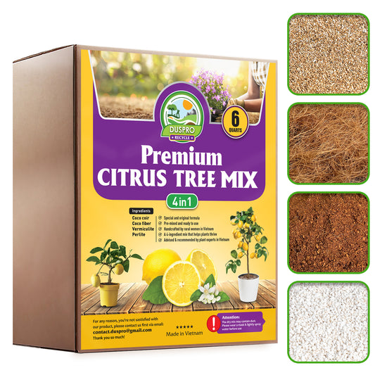 DUSPRO Recycle Citrus Tree Potting Soil Mix for Potted Lemon Tree, Specialized for Oranges, Fruit Tree Indoor Planting Pre-Mixed 4-in-1 Ready to Use
