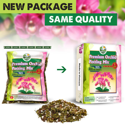 [Upgraded] DUSPRO Orchid Potting Mix for Repotting with Forest Moss, Pine Bark, Perlite & Pumice, Orchid Bark Potting Mix, Orchid Repotting Soil, Drainage Indoor Potting, Orchid Pot Not Included