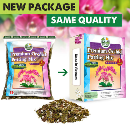[Upgraded] DUSPRO Orchid Potting Mix for Repotting with Forest Moss, Pine Bark, Perlite & Pumice, Orchid Bark Potting Mix, Orchid Repotting Soil, Drainage Indoor Potting, Orchid Pot Not Included