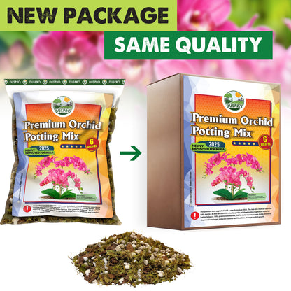 [Upgraded] DUSPRO Orchid Potting Mix for Repotting with Forest Moss, Pine Bark, Perlite & Pumice, Orchid Bark Potting Mix, Orchid Repotting Soil, Drainage Indoor Potting, Orchid Pot Not Included