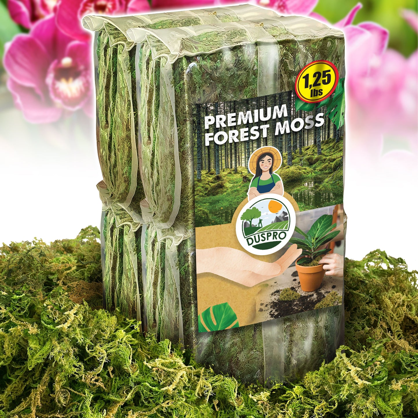 DUSPRO Dried Moss for Potted Plants, Forest Orchid Moss for Potting Mix, Sphagnum Potting Moss for Plants Indoor, Real Moss Soil Cover for Houseplant