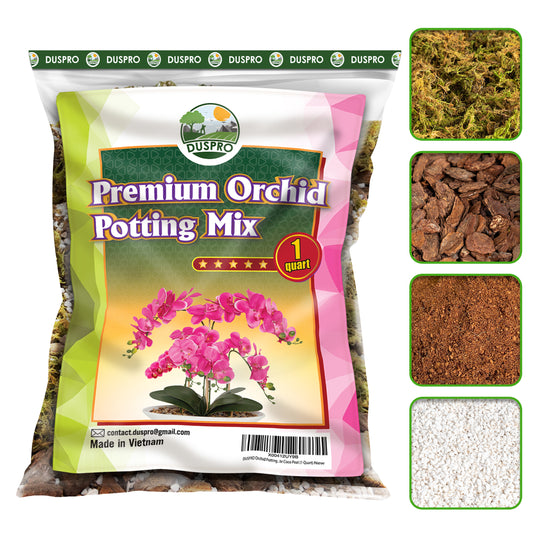 DUSPRO Orchid Potting Mix for Repotting with Moss Pine Bark Mulch Perlite Stone & Coco Peat Natural Ingredients, Orchid Bark Potting Mix