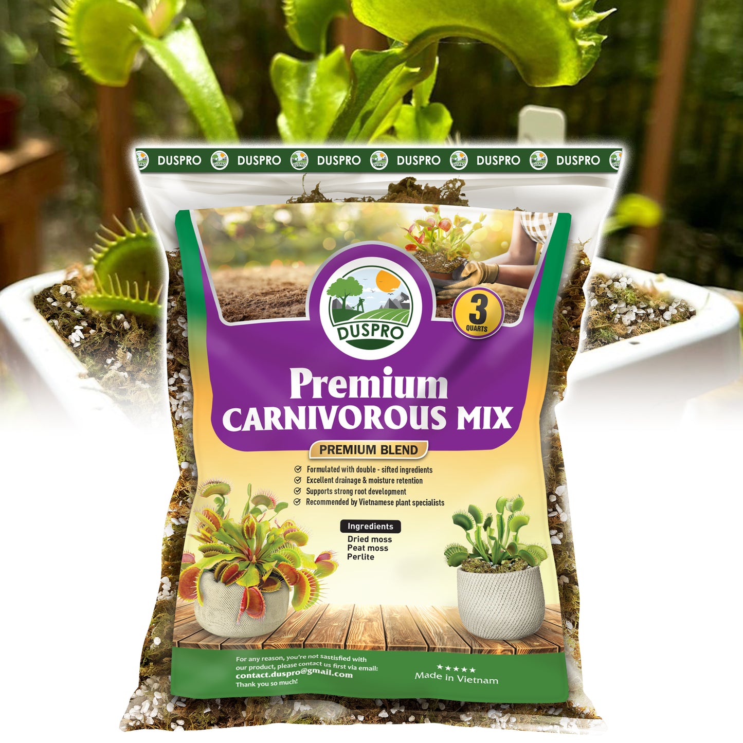 Carnivorous Plant Soil Mix - Include Forest Moss, Peat Moss, Perlite Potting Mix for Carnivorous Plants, Pitcher Plant, Butterworts, Sundews - Carnivorous Plant Food