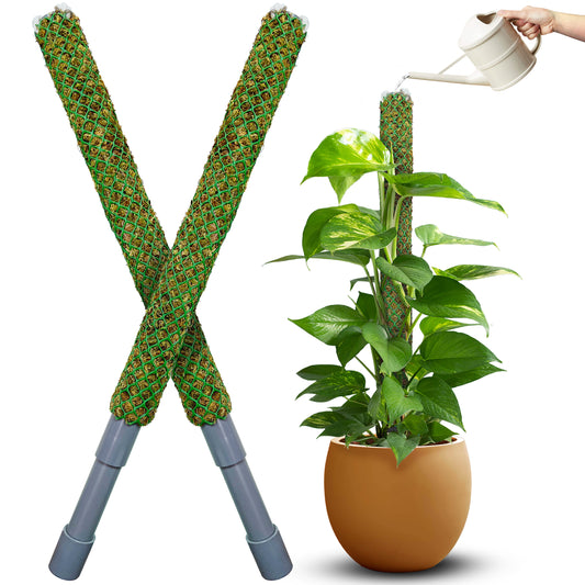 DUSPRO Self-Watering Natural Green Forest Moss Pole, Easy to Use Moss Sticks for Indoor Plants, Climbing Plant Support Stake with Self-Watering Feature, Moss Pole Monstera Plant Support