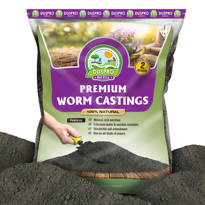 DUSPRO Recycle Premium Pure Worm Castings for Plants Nutrient-Rich Earthworm Castings for Indoor & Outdoor Plant Growth Enhance Your Garden's Soil Potting Mix Quality