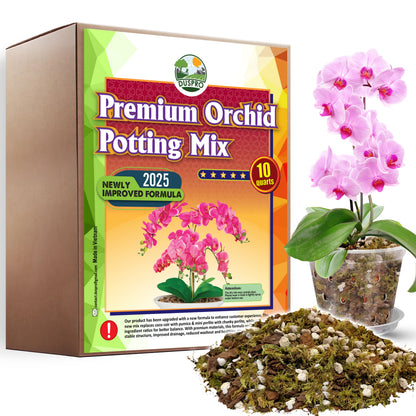 [Upgraded] DUSPRO Orchid Potting Mix for Repotting with Forest Moss, Pine Bark, Perlite & Pumice, Orchid Bark Potting Mix, Orchid Repotting Soil, Drainage Indoor Potting, Orchid Pot Not Included