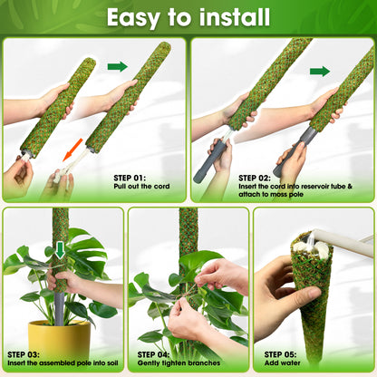 DUSPRO Self-Watering Natural Green Forest Moss Pole, Easy to Use Moss Sticks for Indoor Plants, Climbing Plant Support Stake with Self-Watering Feature, Moss Pole Monstera Plant Support