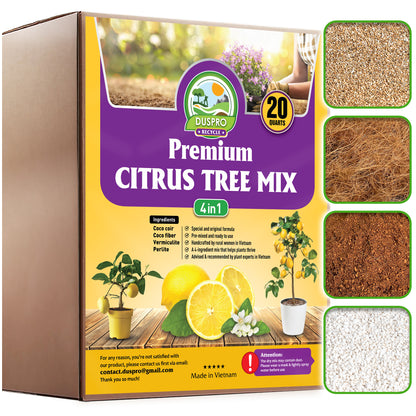 DUSPRO Recycle Citrus Tree Potting Soil Mix for Potted Lemon Tree, Specialized for Oranges, Fruit Tree Indoor Planting Pre-Mixed 4-in-1 Ready to Use