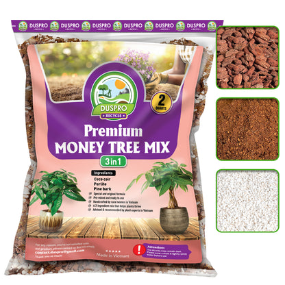 DUSPRO Recycle Money Tree Soil, Premium Coco Coir Perlite Mix and Pine Bark for Money Tree Soil