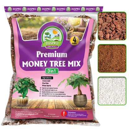 DUSPRO Recycle Money Tree Soil, Premium Coco Coir Perlite Mix and Pine Bark for Money Tree Soil