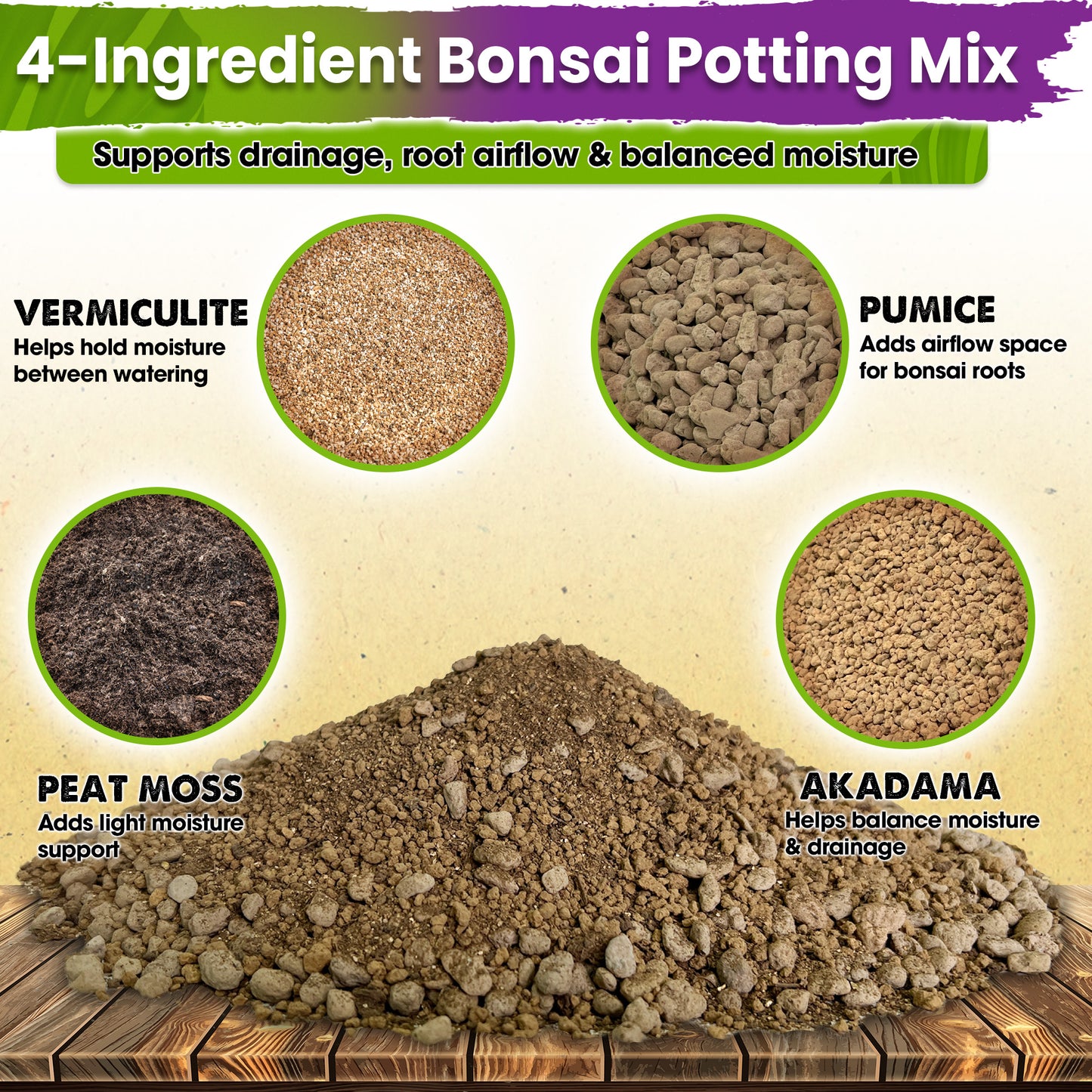 DUSPRO Recycle Premium Bonsai Soil Mix Ready to Use Pre-Mixed 5in1 with Akadama, Pumice, Vermiculite, and Peat Moss