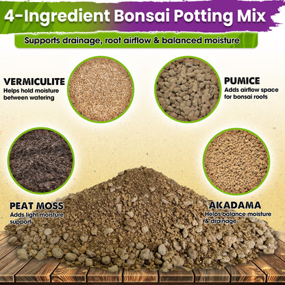 DUSPRO Recycle Premium Bonsai Soil Mix Ready to Use Pre-Mixed 5in1 with Akadama, Pumice, Vermiculite, and Peat Moss