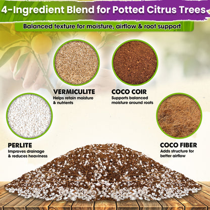 DUSPRO Recycle Citrus Tree Potting Soil Mix for Potted Lemon Tree, Specialized for Oranges, Fruit Tree Indoor Planting Pre-Mixed 4-in-1 Ready to Use