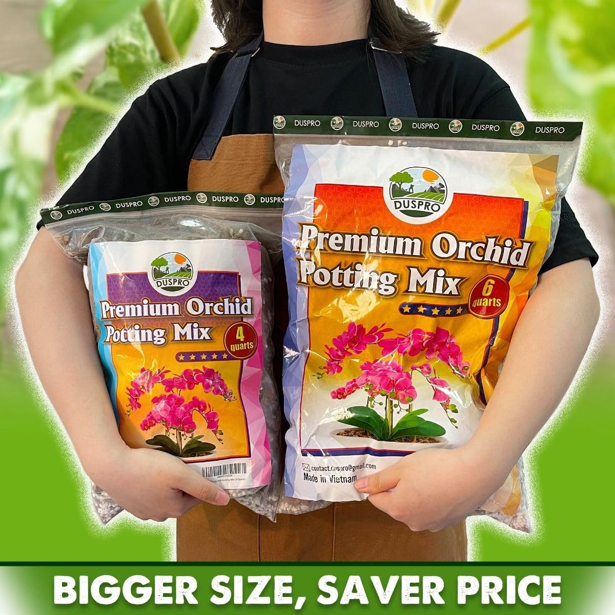 DUSPRO Orchid Potting Mix for Repotting with Moss Pine Bark Mulch Perlite Stone & Coco Peat Natural Ingredients, Orchid Bark Potting Mix