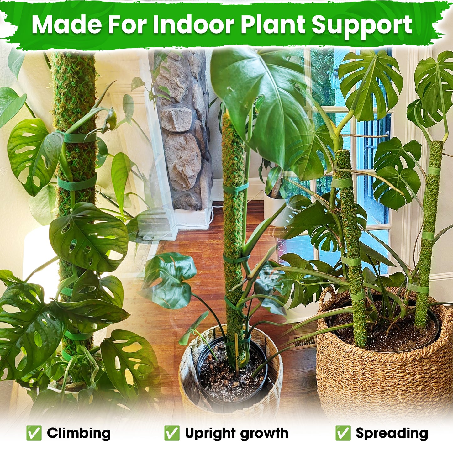 DUSPRO 42’’ Mesh Moss Pole for Plants, Tall Trellis for Climbing Monstera Plant Support, Sphagnum Moss Stick for Big Climbing Indoor, Handmade Plant Stakes for Houseplant