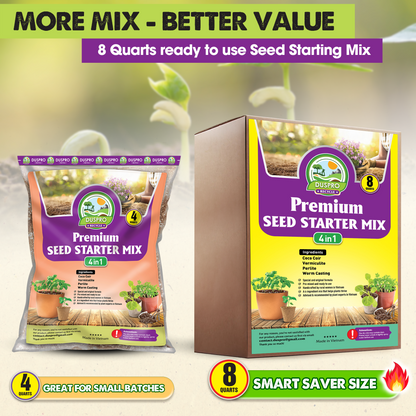 DUSPRO Recycle 8QT Seed Starting Mix for Garden, Plants & Vegetables, Seed Starter Mix, Germination Soil for Indoor or Outdoor Use