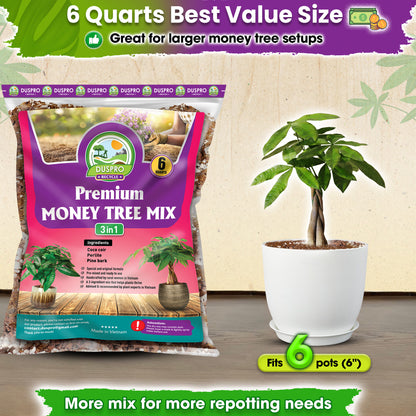DUSPRO Recycle Money Tree Soil, Premium Coco Coir Perlite Mix and Pine Bark for Money Tree Soil