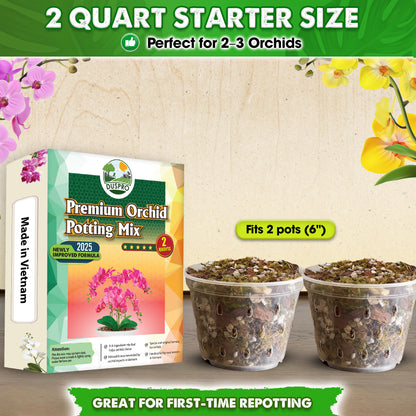 [Upgraded] DUSPRO Orchid Potting Mix for Repotting with Forest Moss, Pine Bark, Perlite & Pumice, Orchid Bark Potting Mix, Orchid Repotting Soil, Drainage Indoor Potting, Orchid Pot Not Included