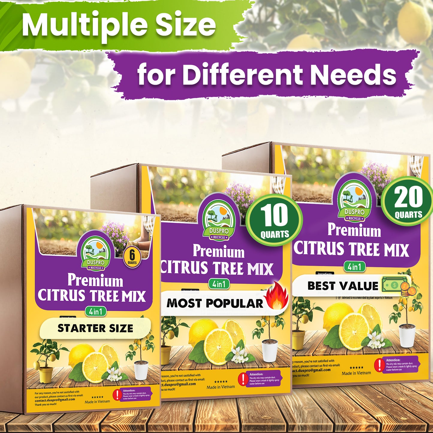 DUSPRO Recycle Citrus Tree Potting Soil Mix for Potted Lemon Tree, Specialized for Oranges, Fruit Tree Indoor Planting Pre-Mixed 4-in-1 Ready to Use